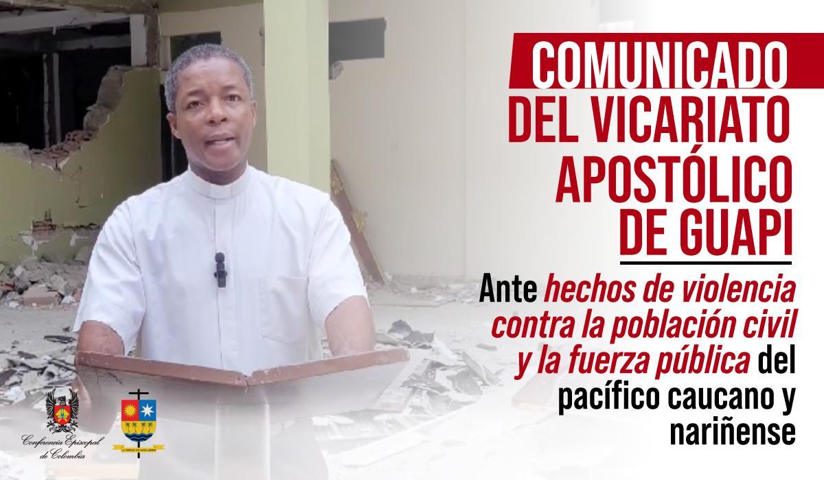 Padre Arnulfo Moreno Quiñonez, der das derzeit vakante Vikariat Guapi als Provikar leitet, bei einer Erklärung nach dem Anschlag von Guapi. (c) CEC